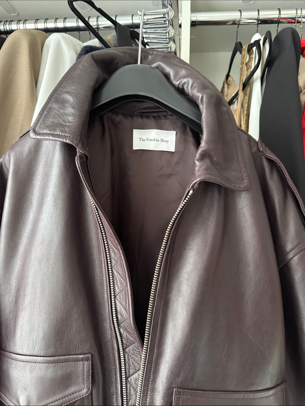 The Frankie Shop VIPER LEATHER JACKET - BROWN - Picture 17 of 17